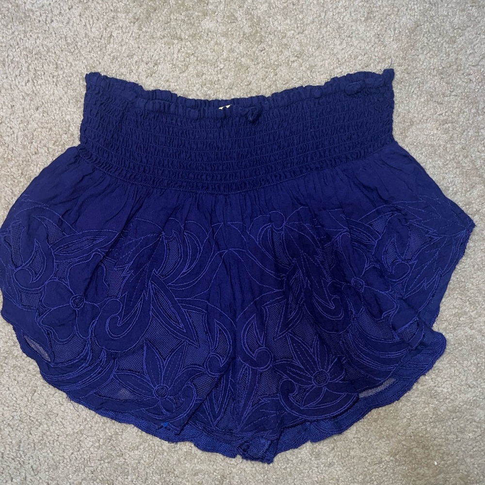 FP Movement by Free People embroidered boho navy Blue beach Shorts